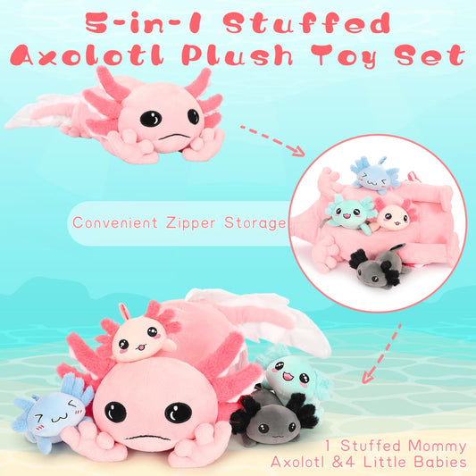 Tezituor axolotl glows in the dark—gill and tail illumination for magical play.