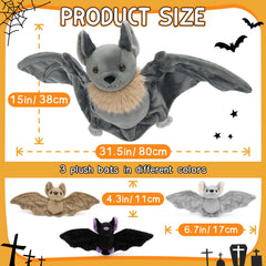 Tezituor bat plush Halloween decor, fluffy wings enhance spooky ambiance.
