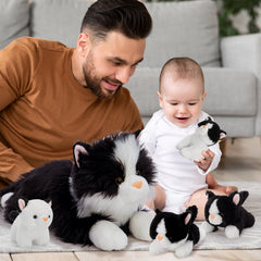 Tezituor cat plush baby kitten 2 inside tummy for imaginative play.