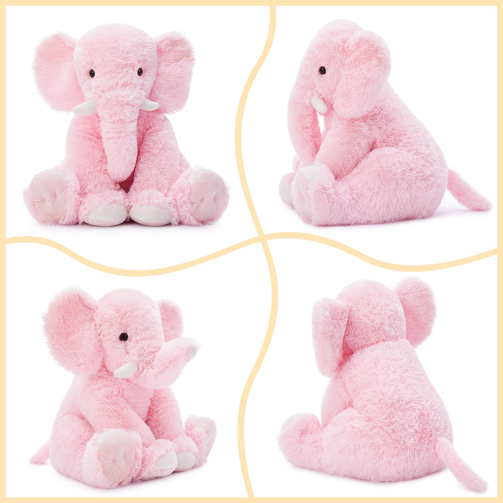 Tezituor giant pink elephant plush soft material for warm hugs