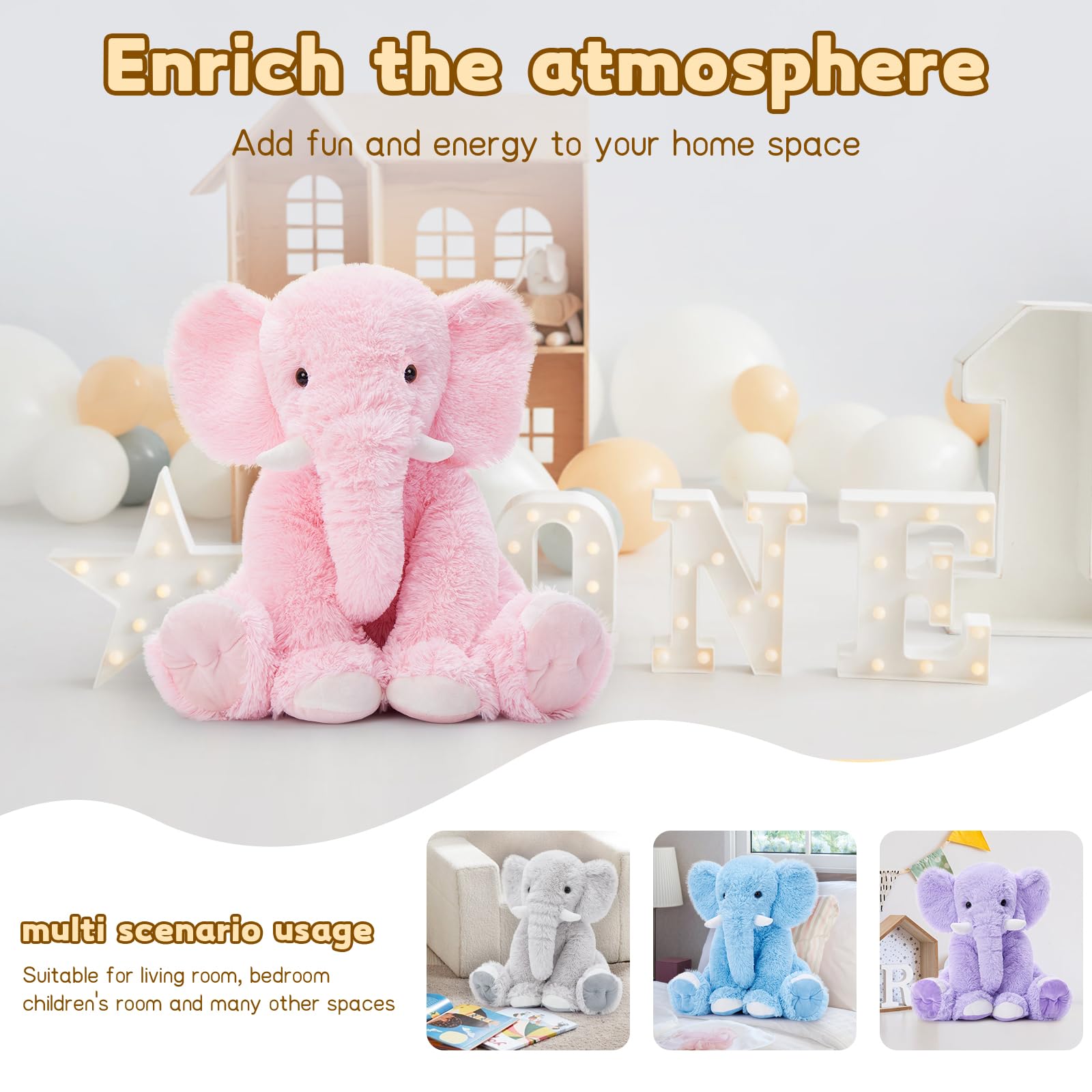 Tezituor giant pink elephant plush foot design for playful charm