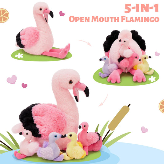 Tezituor flamingo baby plush one of four, perfect for sharing and storytelling.