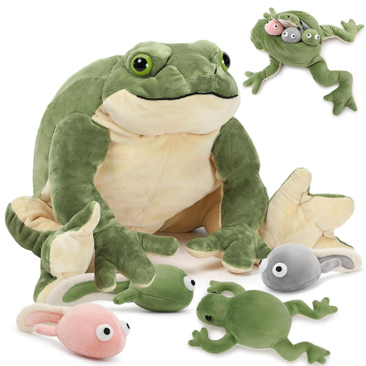Tezituor giant mommy frog back opening reveal with inside tadpoles for interactive play