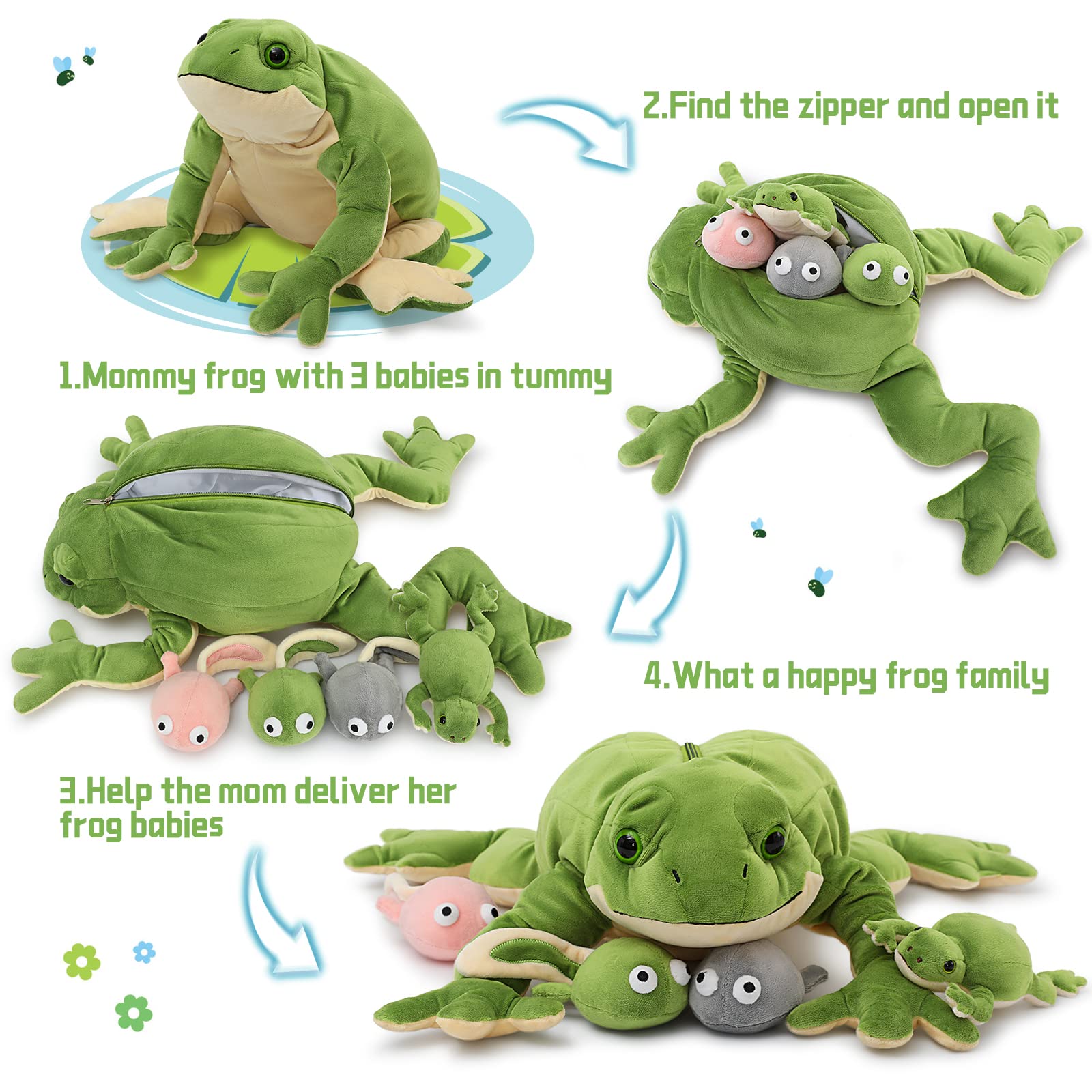 Tezituor giant frog with babies showing a playful family scene for kids