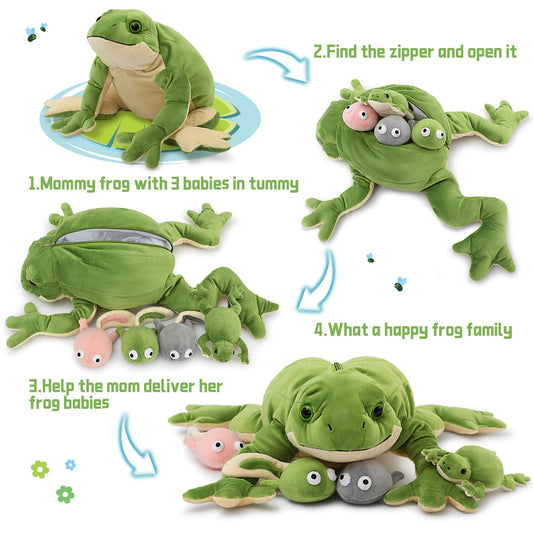 Tezituor giant frog with babies showing a playful family scene for kids