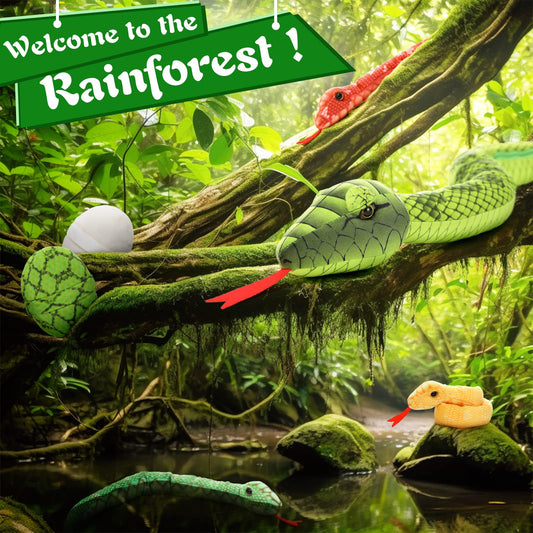 Tezituor giant snake babies in green, yellow, and red for cuddly companions.