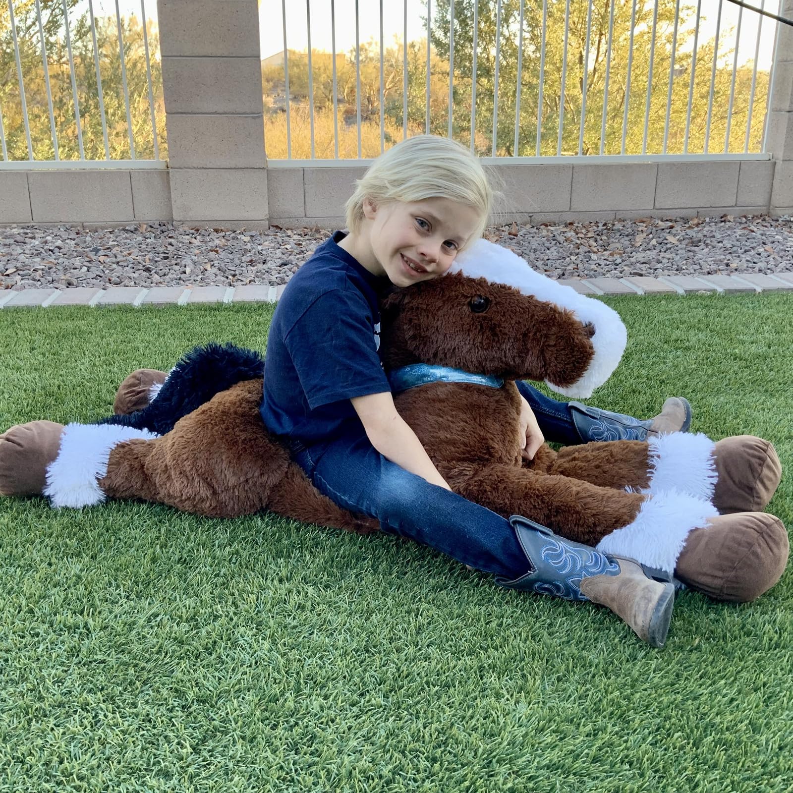 Tezituor large horse pillow plush provides soft support on sofa or bed.