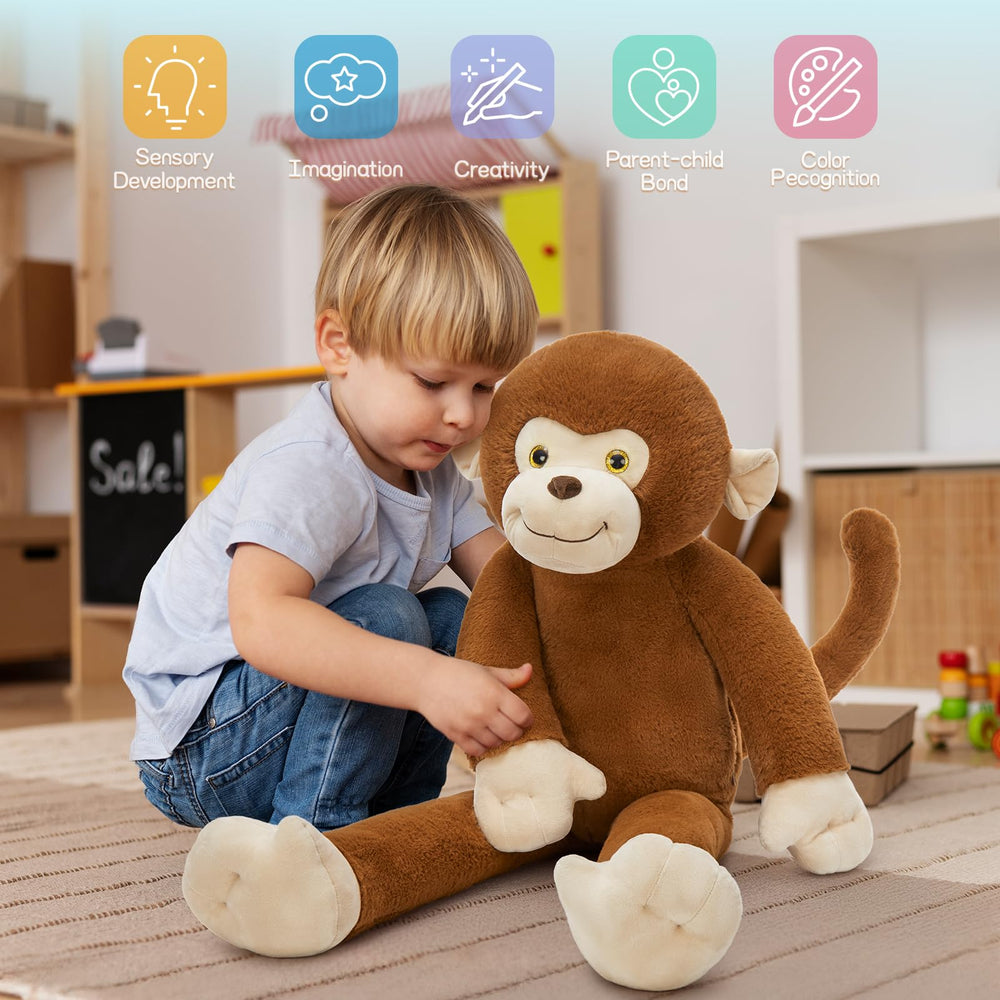 Tezituor monkey plush styled as decorative nursery piece and gift.