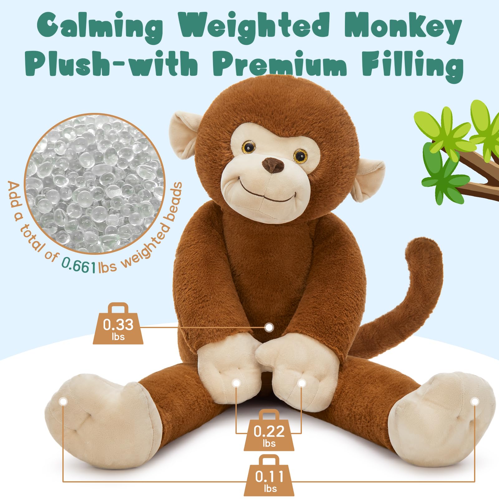 Tezituor monkey plush extended arms ready for a wrap-around hug.