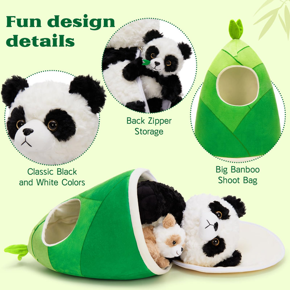 Tezituor panda family playtime encourages storytelling and empathy.