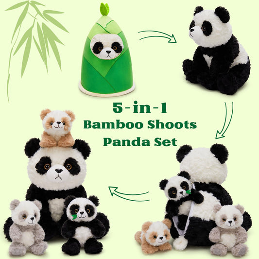Tezituor panda set with three babies for imaginative play and bonding.