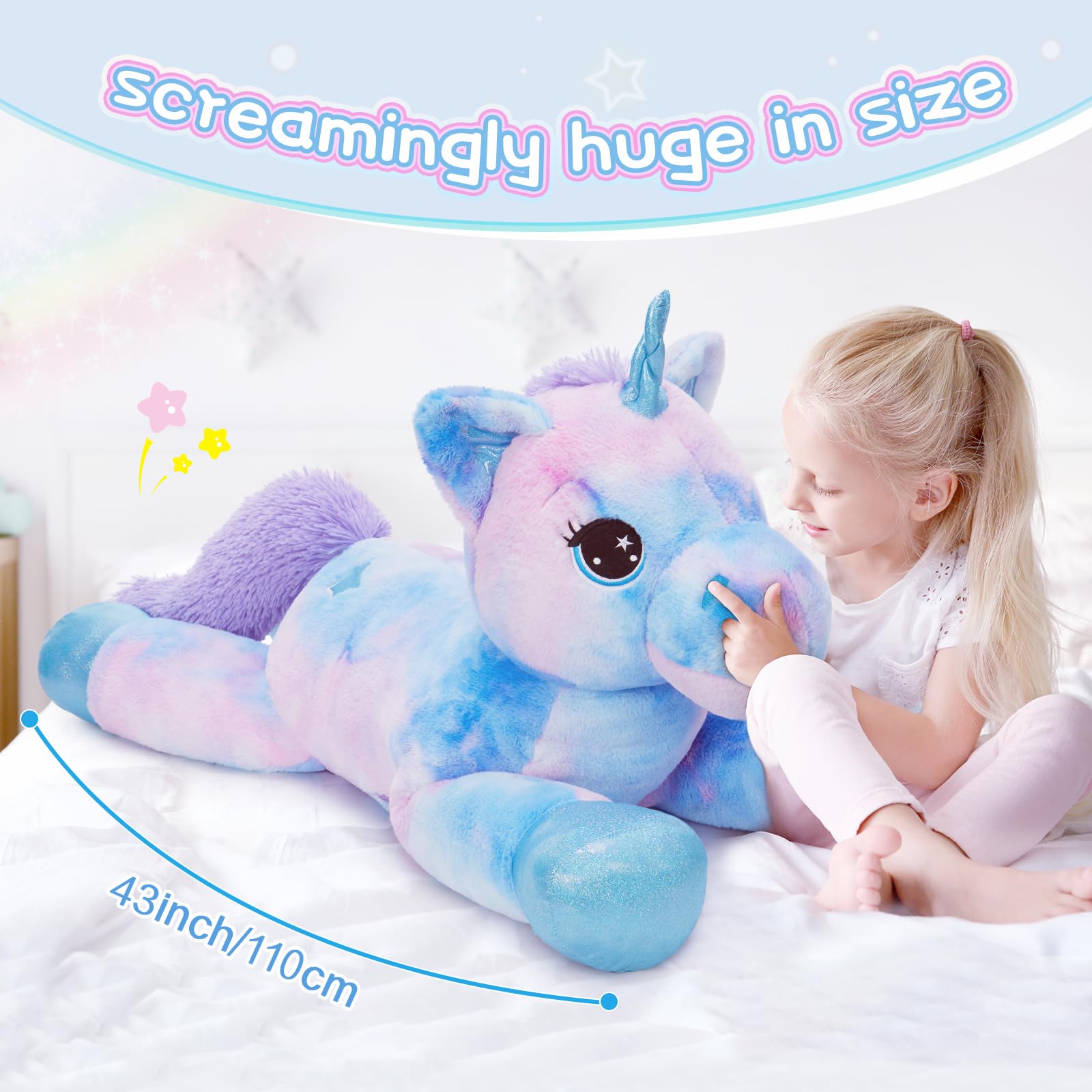 Tezituor safe-non-toxic-materials unicorn provides worry-free snuggling.