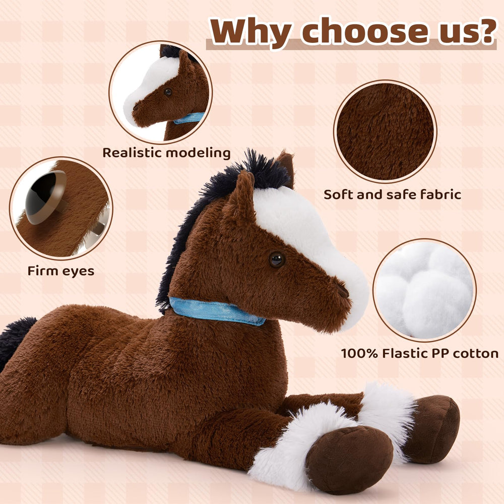 Tezituor soft chocolate horse plush ideal for naptime and reading sessions.