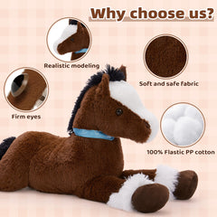 Tezituor soft chocolate horse plush ideal for naptime and reading sessions.