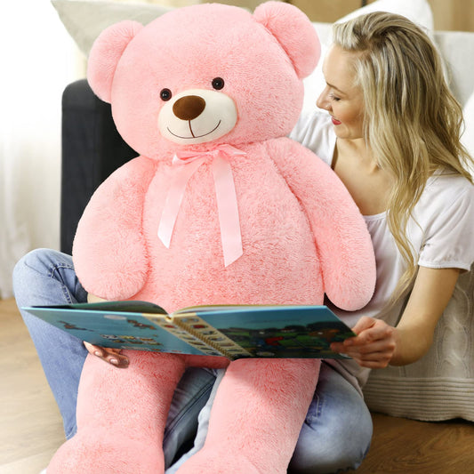Tezituor teddy bear satin bow close-up shows gift-ready charm.