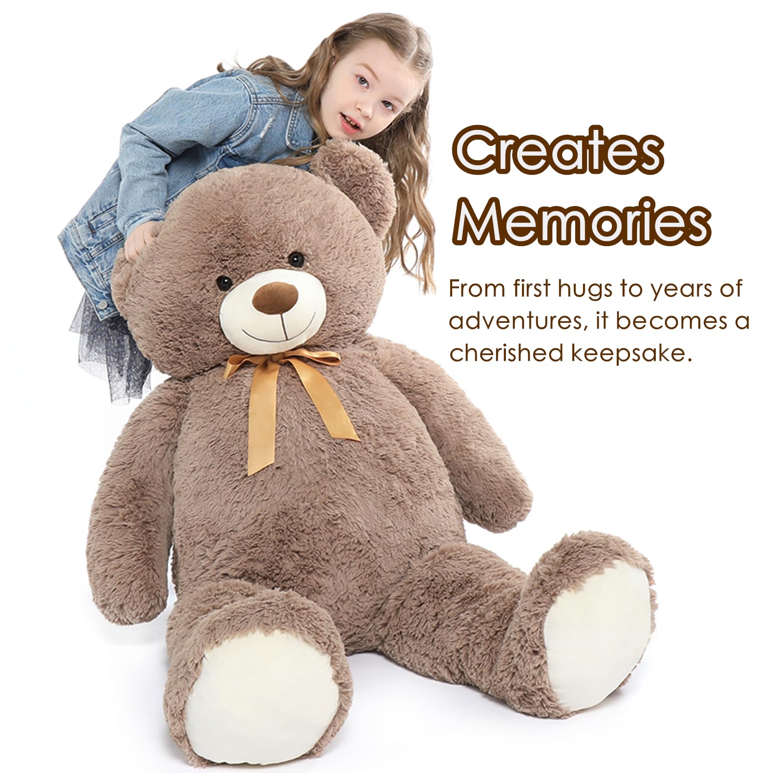 Tezituor teddy bear with satin ribbon adds charm to any space.