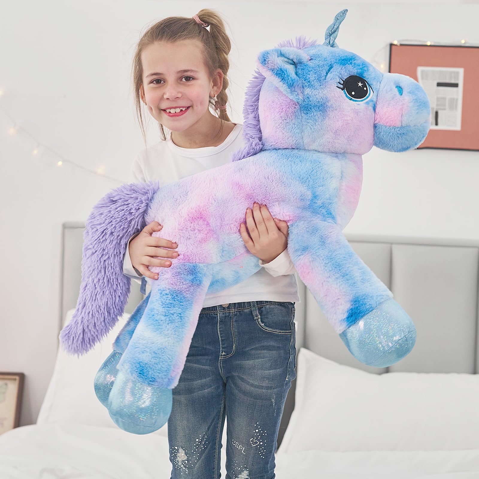 Tezituor unicorn plush ideal bedtime cuddle buddy for kids.