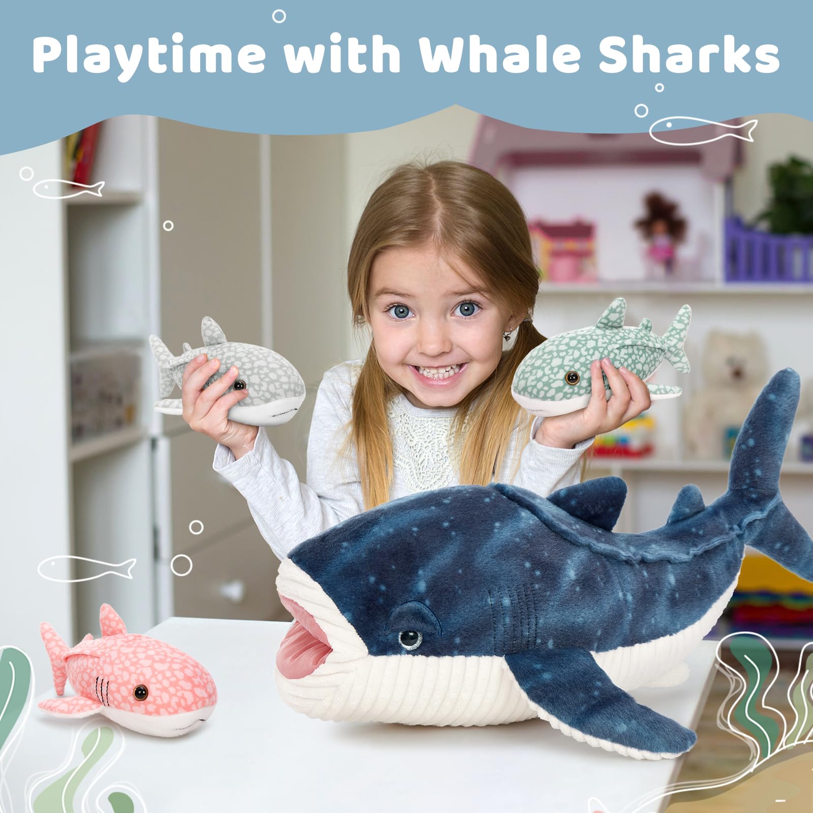 Tezituor Whale Shark Plush in hand, ideal for travel cuddles