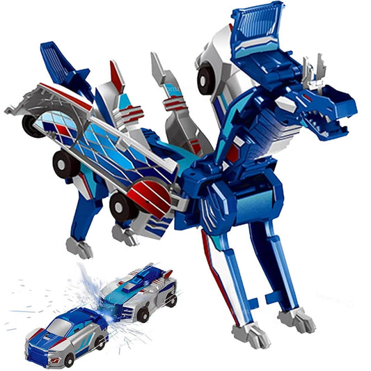 TEZKIM collision dinosaur car blue front view shows quick morphing action.