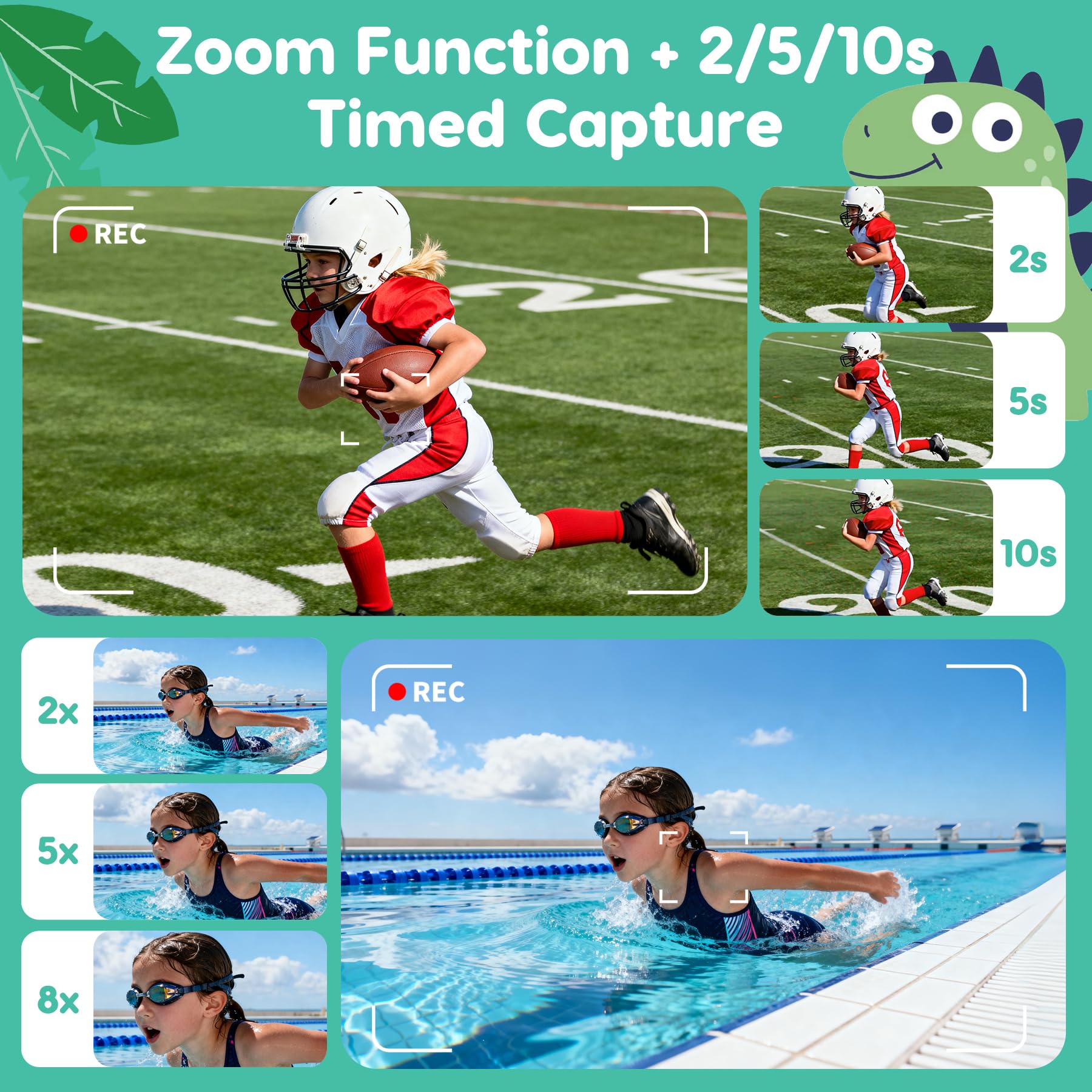 Tezousi kids camera 2-inch display for easy viewing by kids