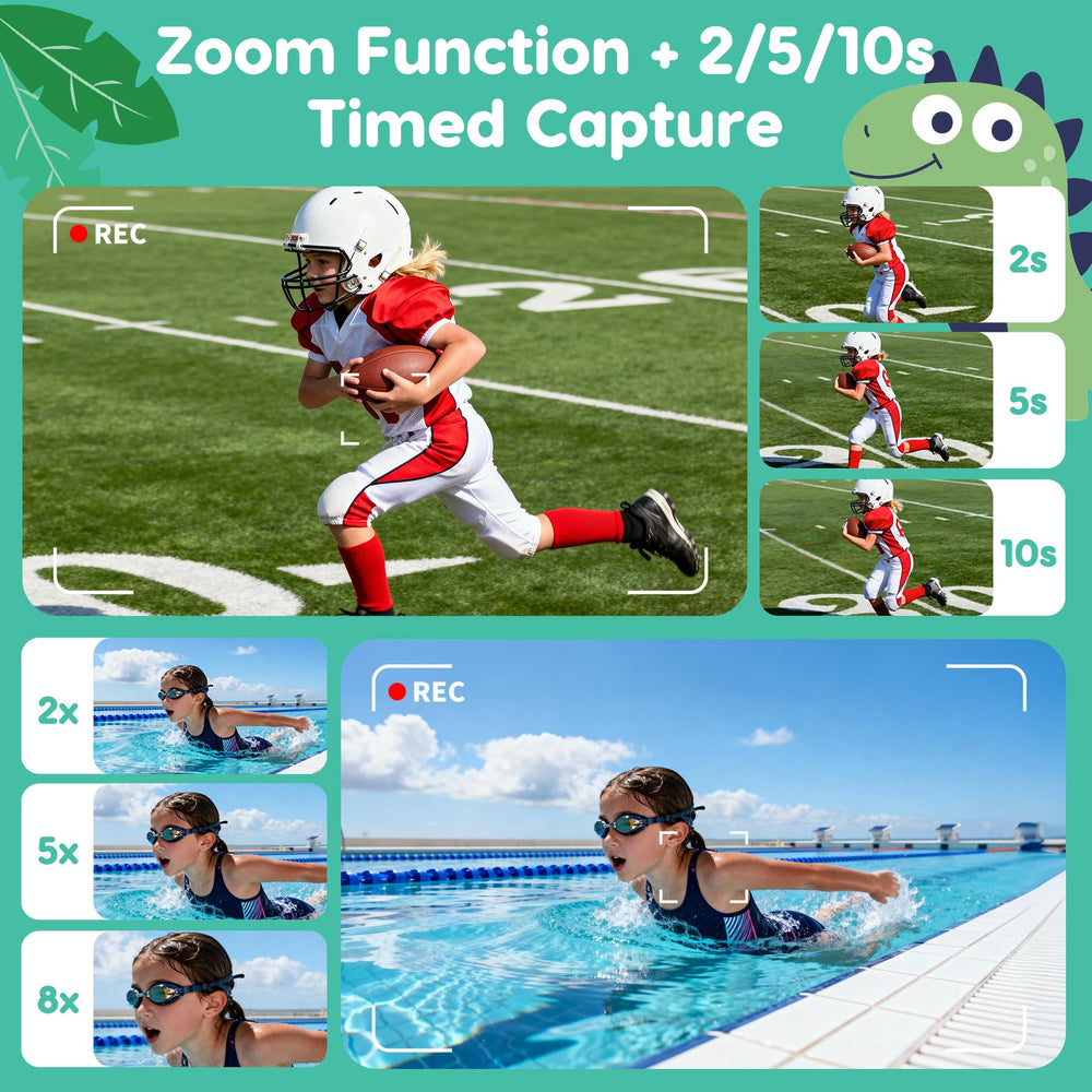 Tezousi kids camera 2-inch display for easy viewing by kids