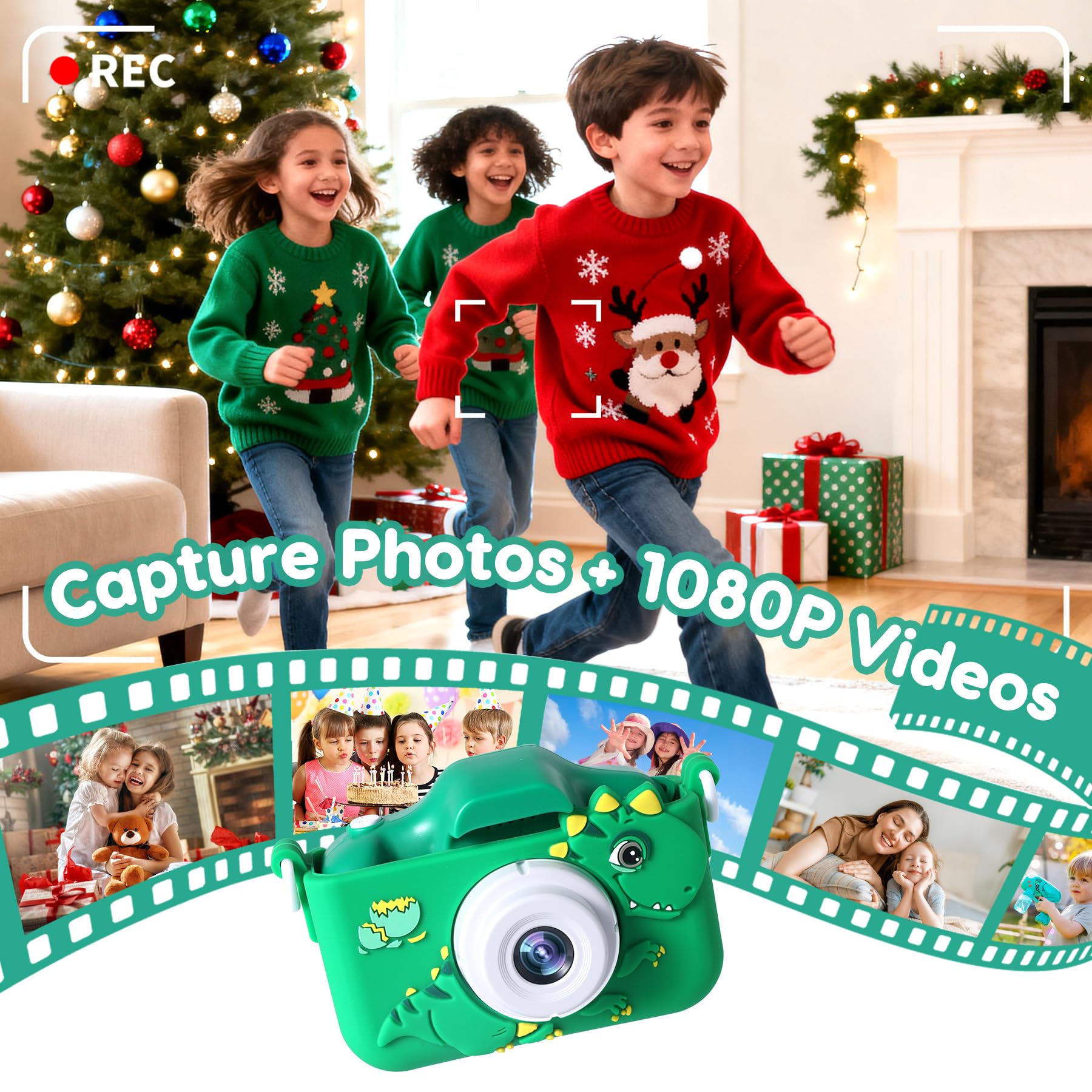 Tezousi kids camera side profile highlighting compact, travel-friendly design