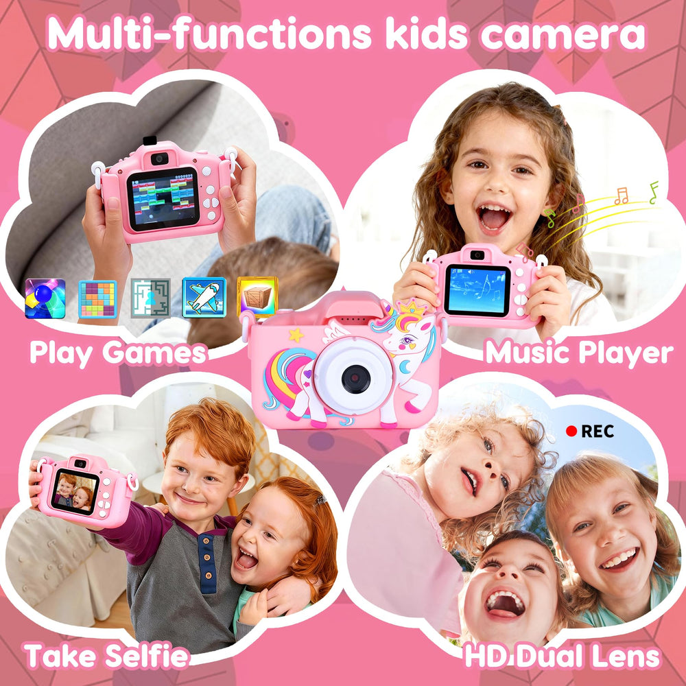 Tezousi Kids Camera offers games, music, and video playback for versatile fun.