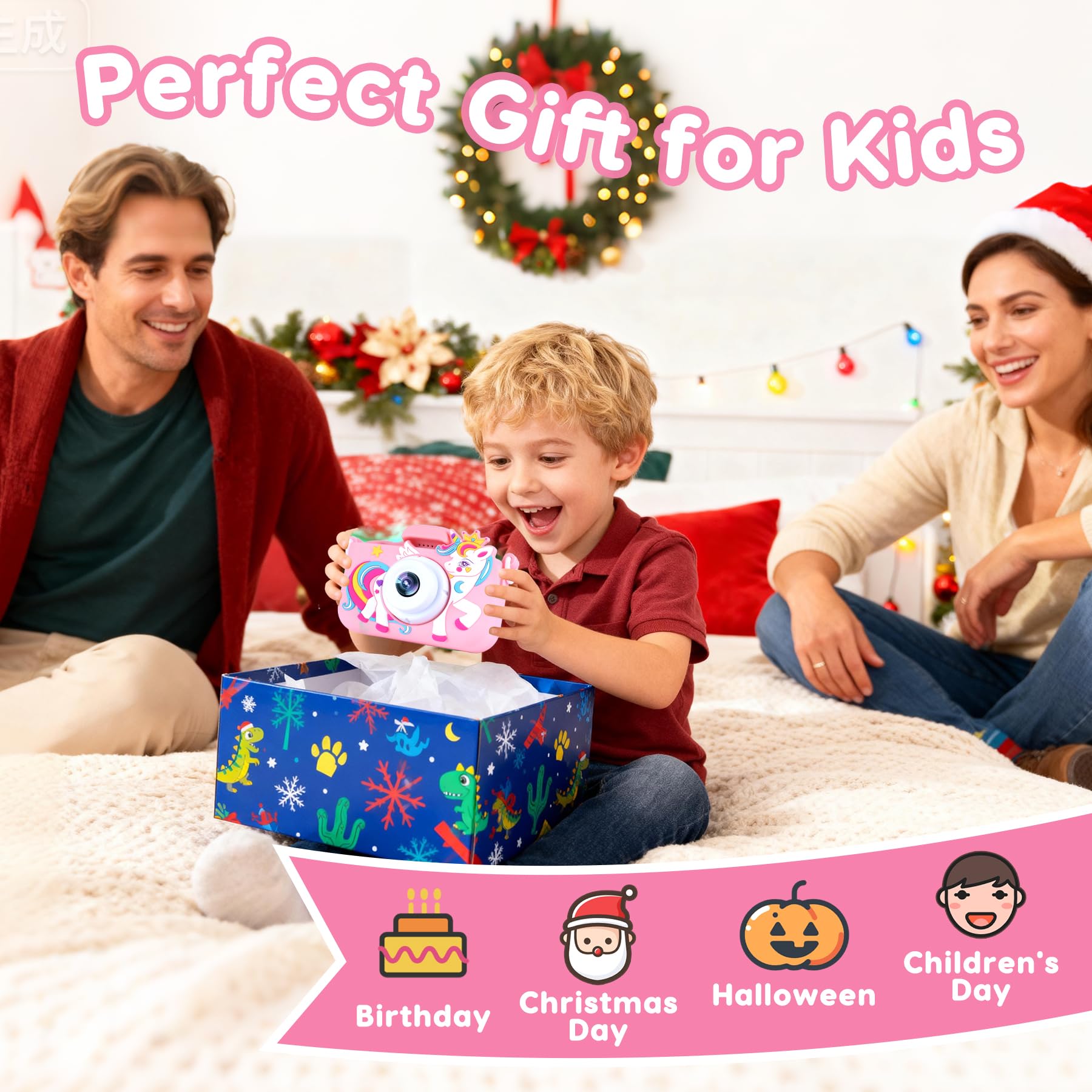 Tezousi Kids Camera rear lens enables selfies and group shots with friends.