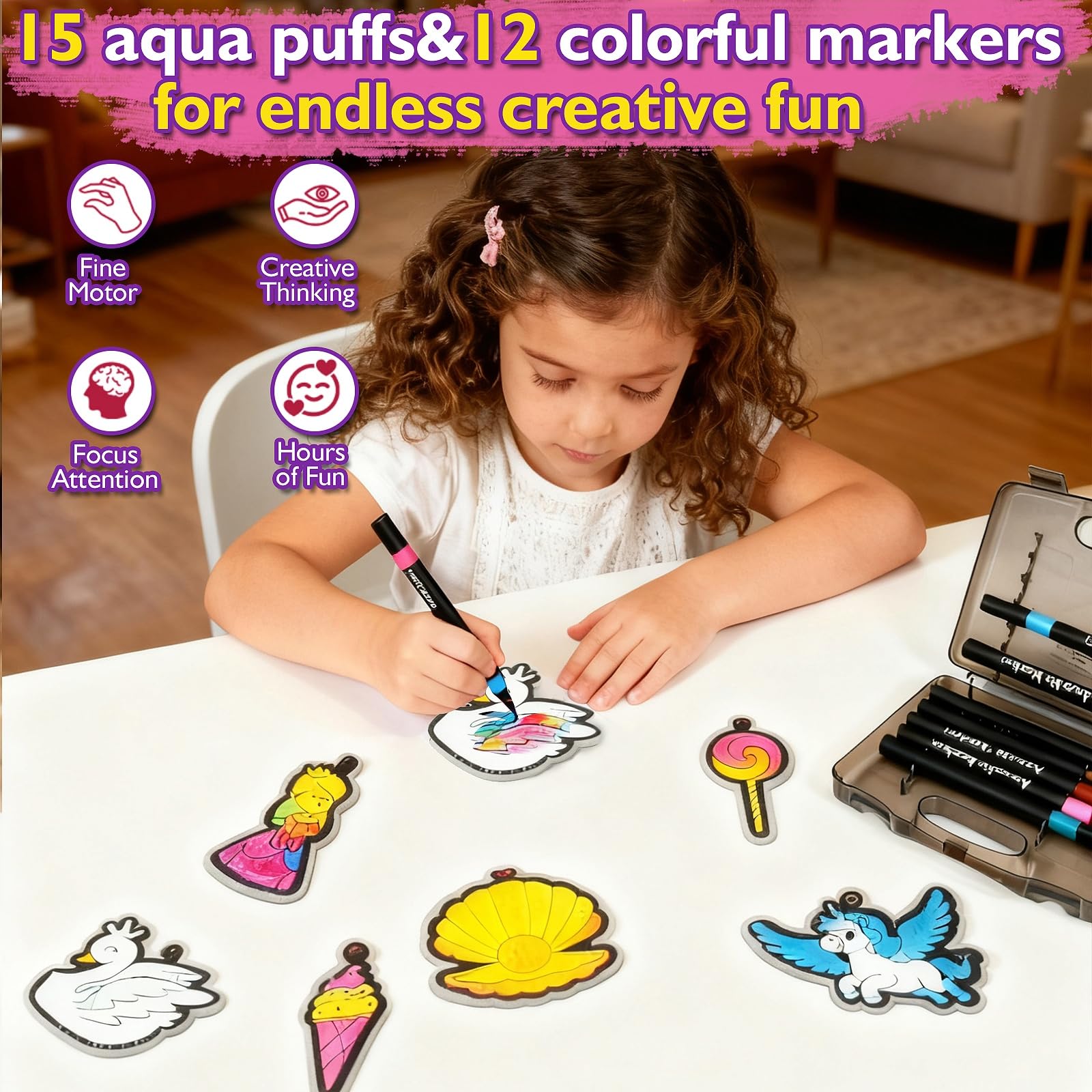 Aqua Puffs foam textures inflate during art time for tactile fun