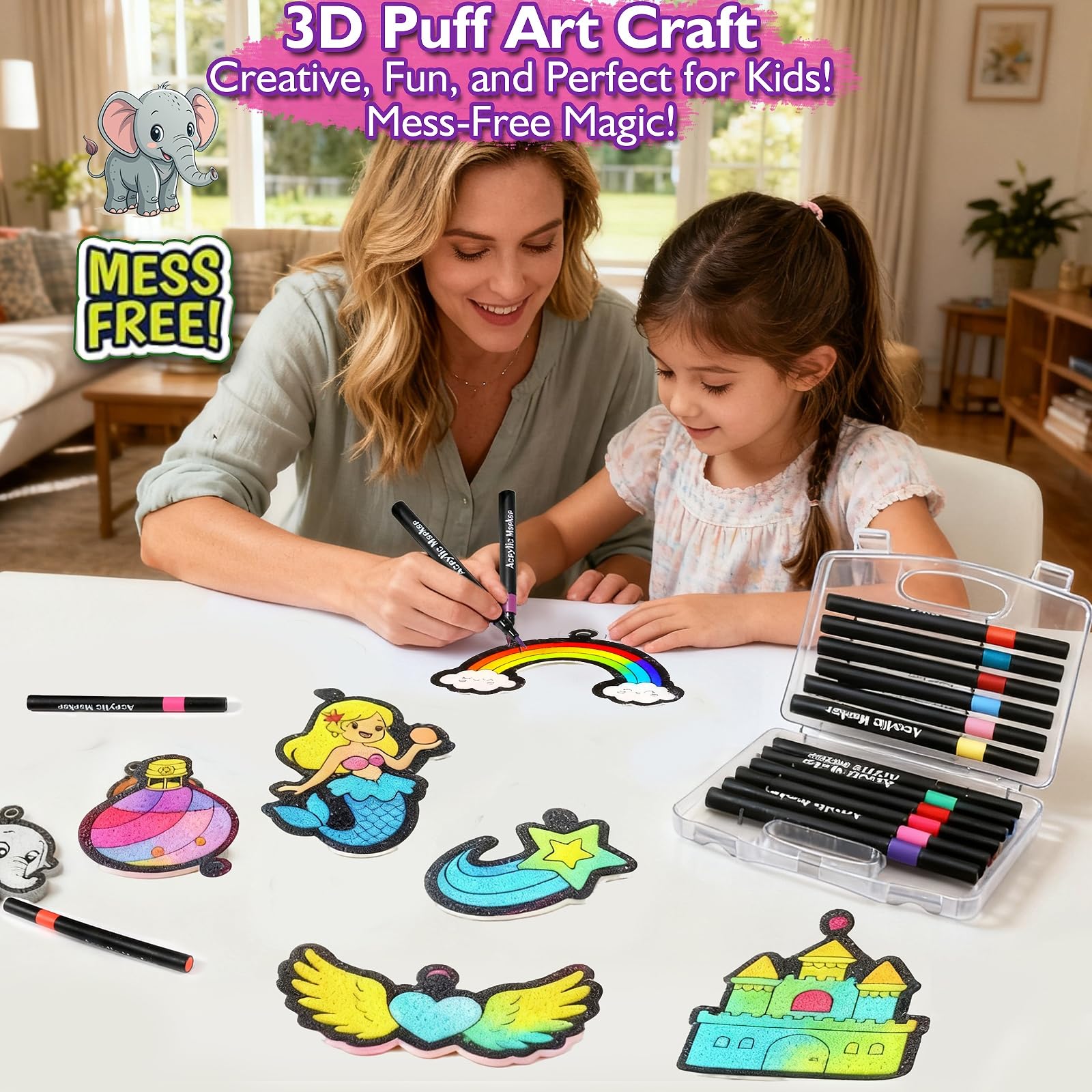 Aqua Puffs markers and water pens color vibrant foam textures for imaginative play