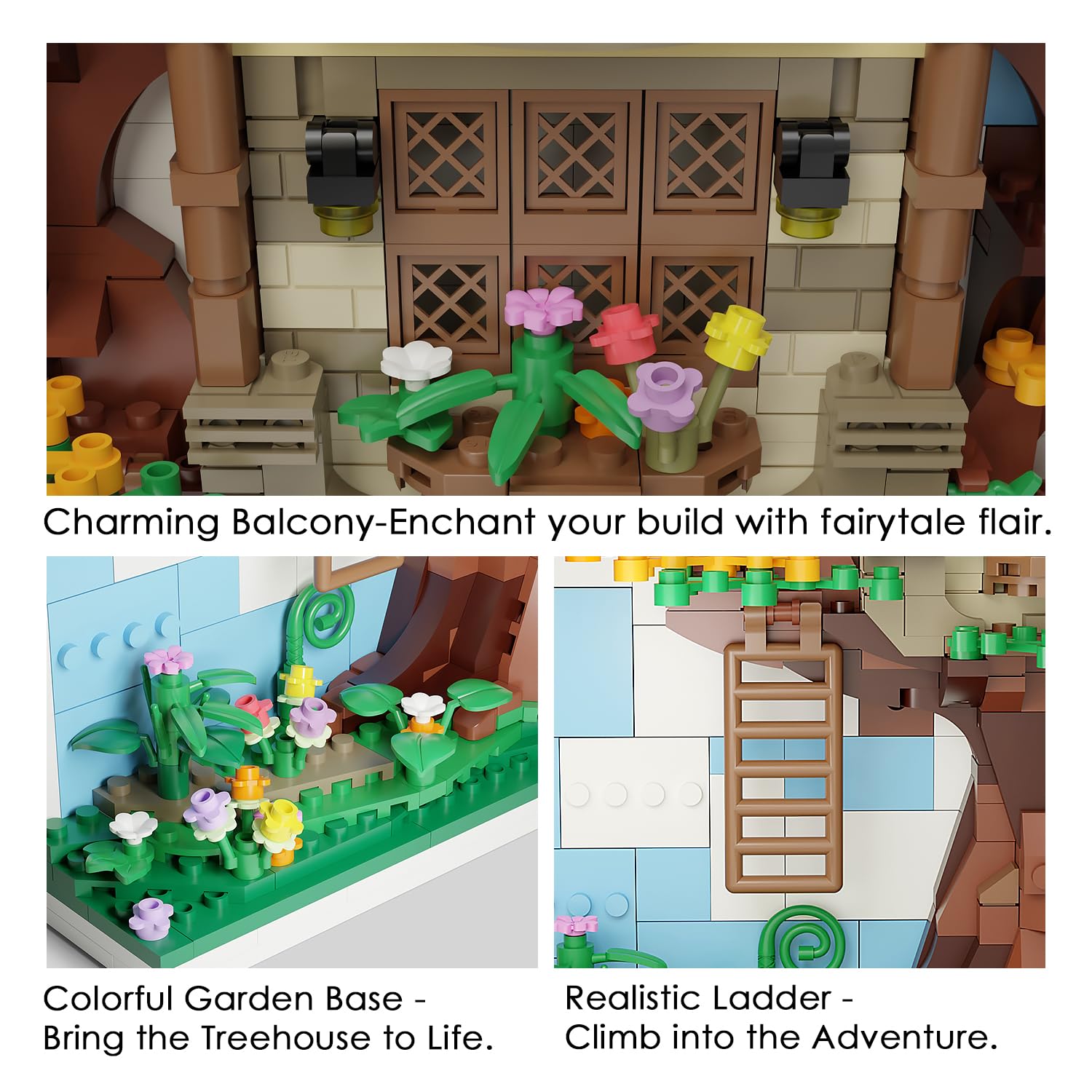 TG BLOCKS Eif Tree House garden base with colorful accents for charm