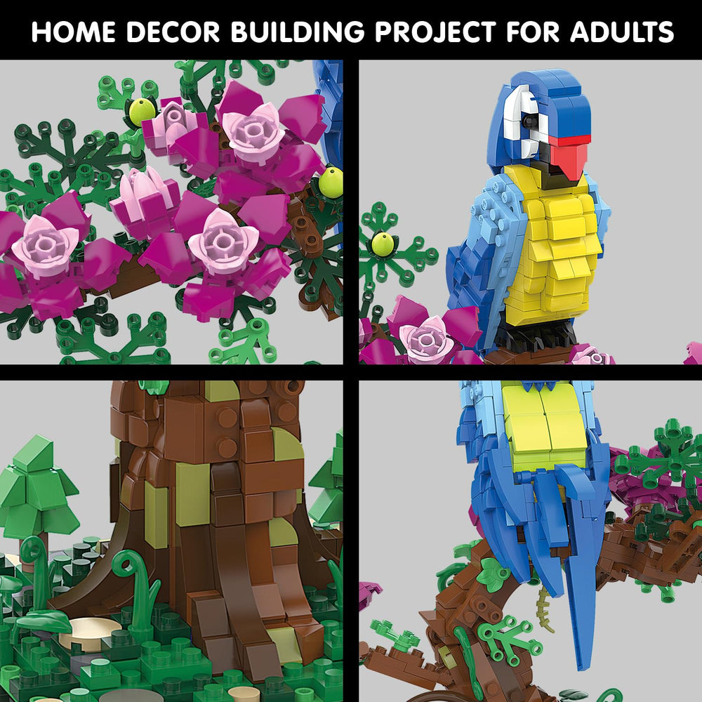 TG BLOCKS parrot dimensions 21.7 cm highlighted for scale