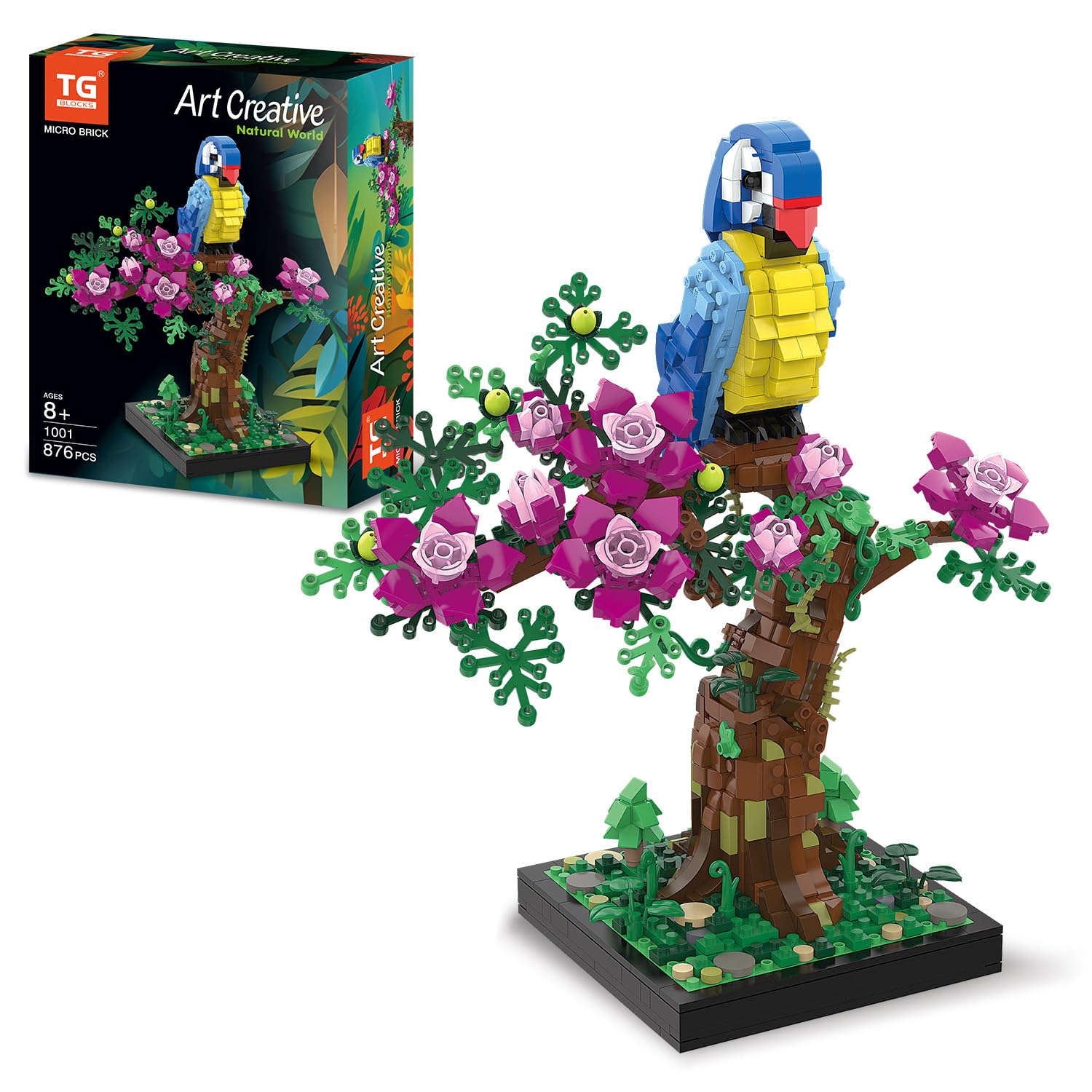 TG BLOCKS micro brick flower parrot in tree design sparks imaginative play