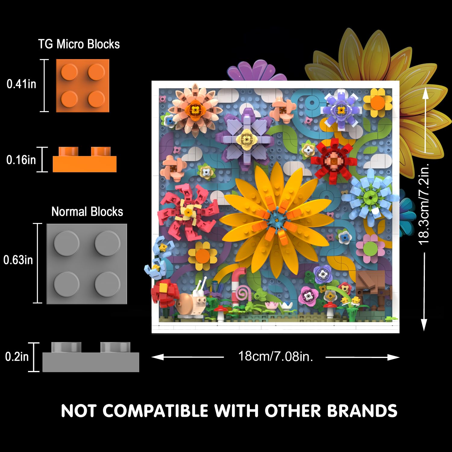 TG BLOCKS Micro Brick Flower World Snail accent on desk for playful charm