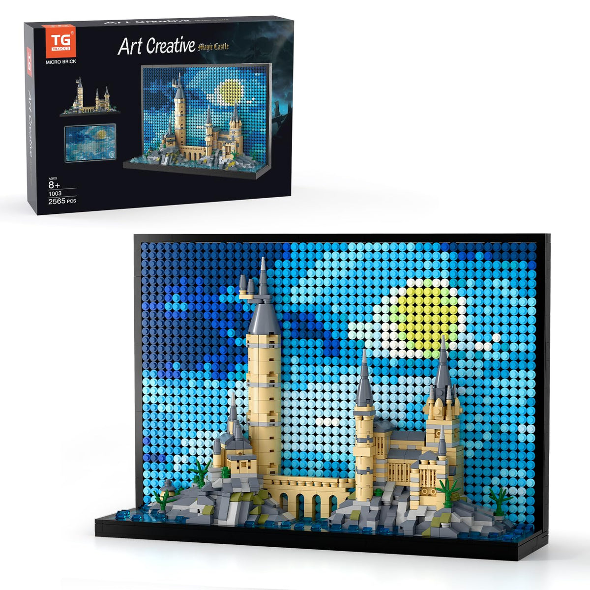 TG BLOCKS Micro Brick Magic Castle full model ready for shelf display.