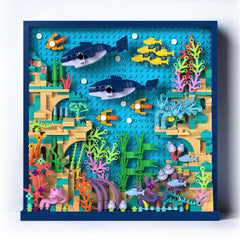 TG BLOCKS Ocean World micro brick wall art decor featuring vibrant sea life.