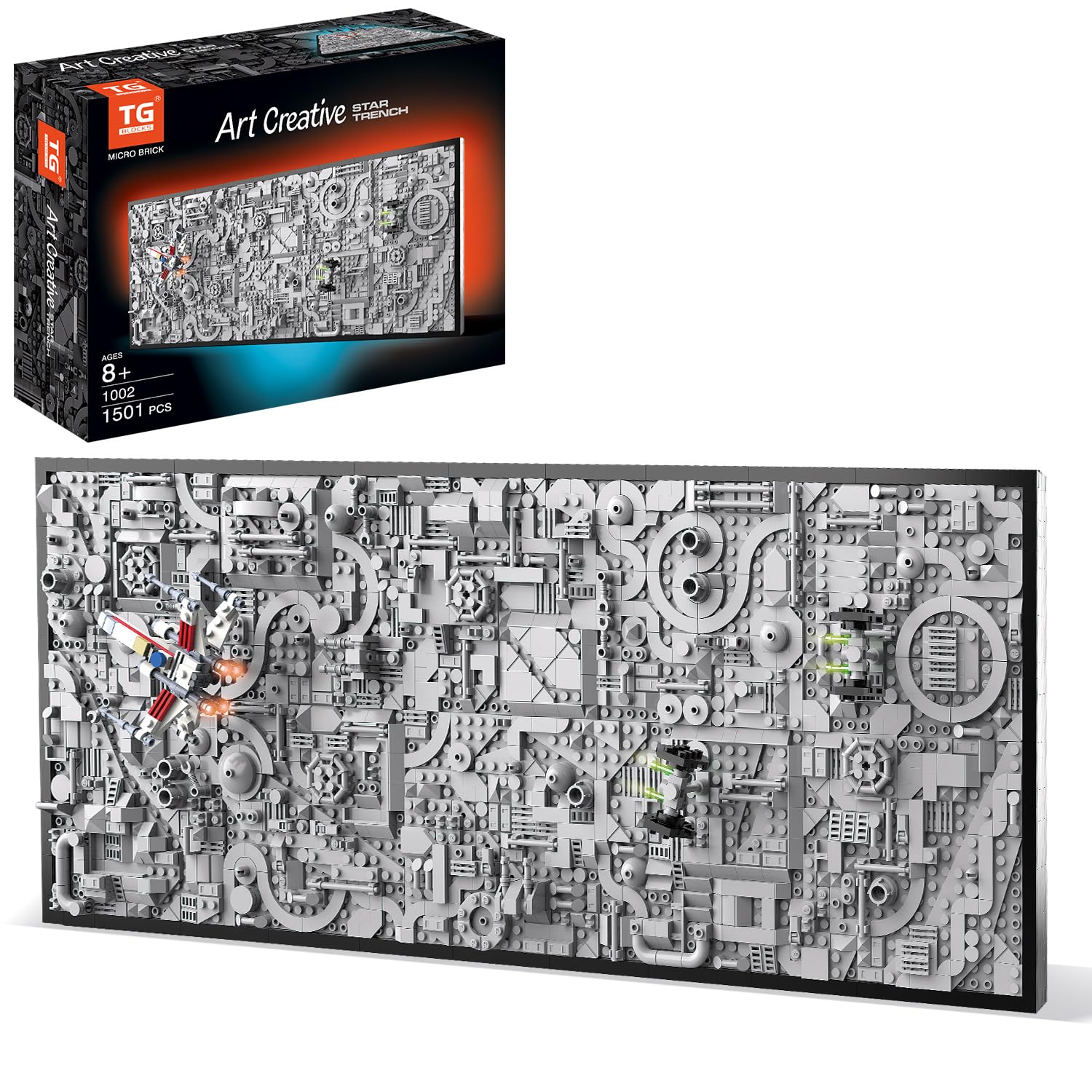 TG BLOCKS Star Trench 3D Wars Run kit front view for immersive wall art display
