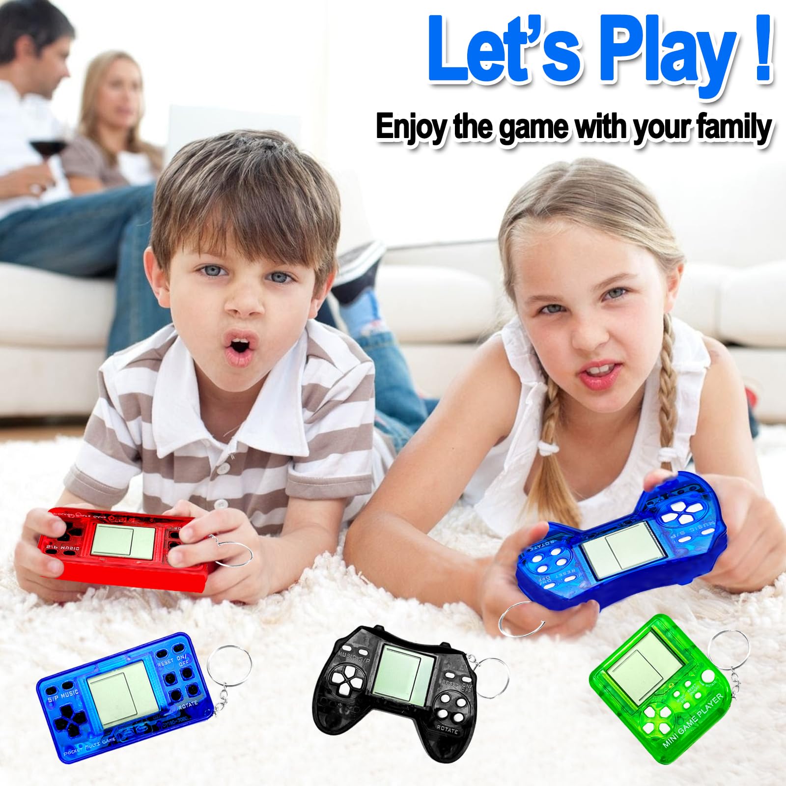TGIQROVE 12pc black square video game keychain, lightweight and fun for keys