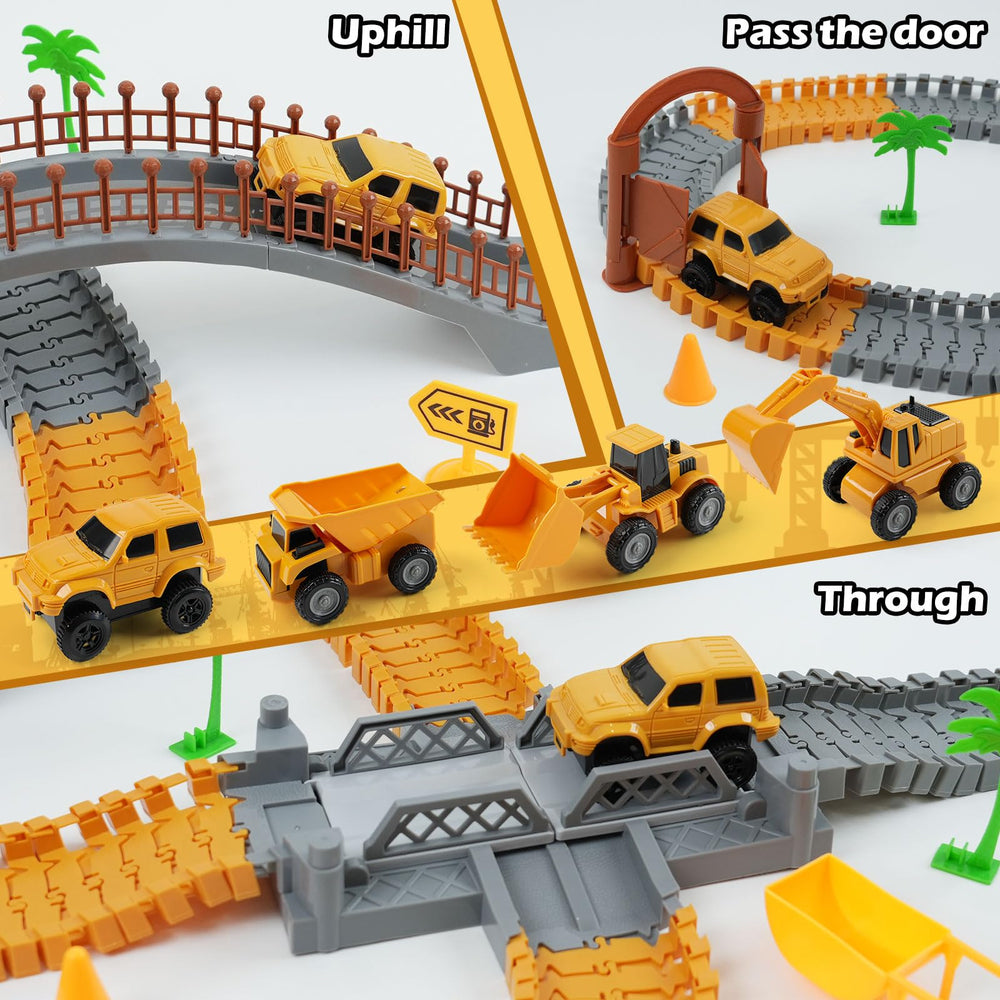 TGJH 200 flexible track pieces and inclusion of bridges and roads for versatile layouts.