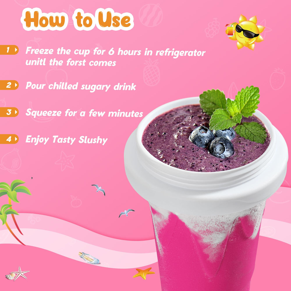 tgosomt slushie cup in use showing easy, mess-free operation for homemade slushies