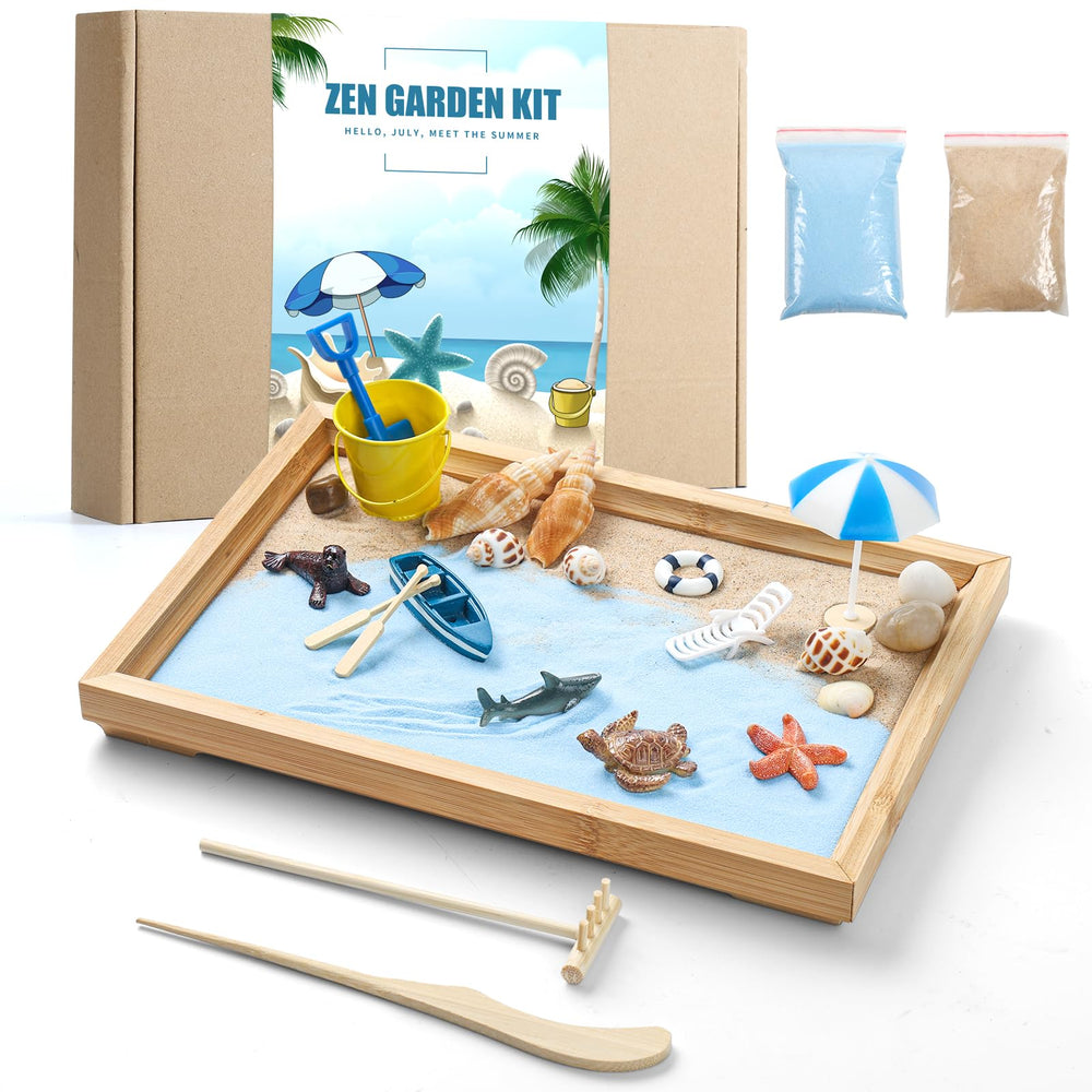 Thaibear Zen Desk Bamboo Tray with calming sand for mindful breaks.
