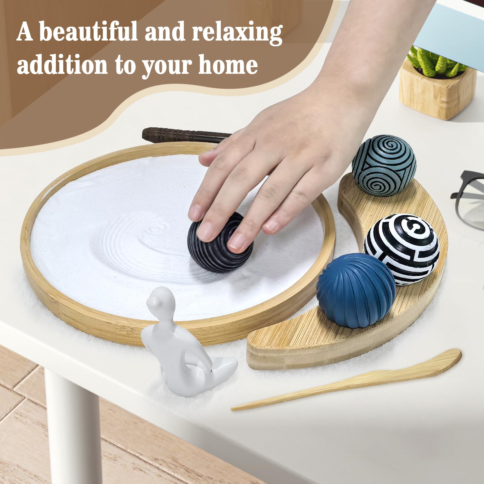Thaibear Zen Garden meditation tools for desk decor and focus