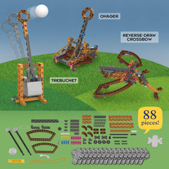 Thames & Kosmos reverse-draw crossbow model shows energy transfer in action.