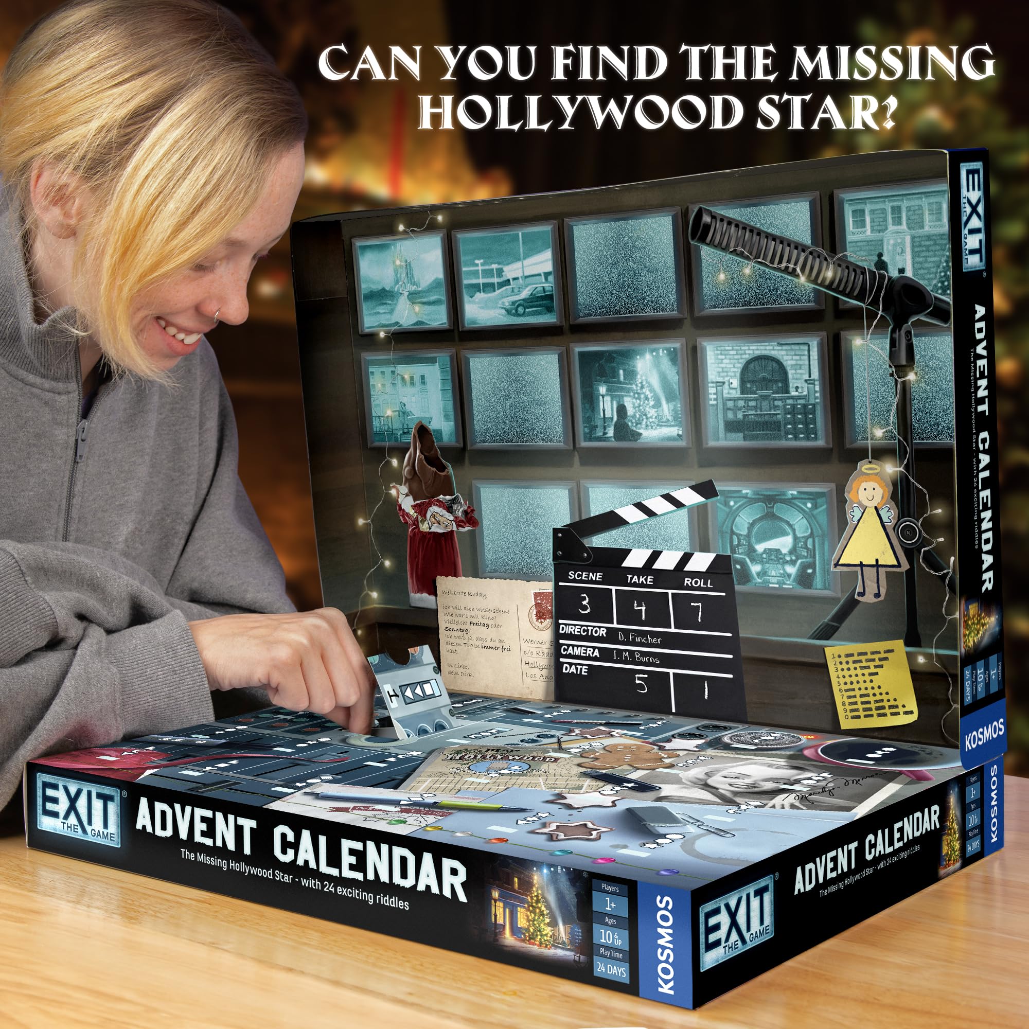 EXIT Advent Calendar family game night setup.