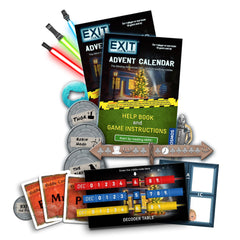 EXIT Advent Calendar puzzle cards spread for day progression.