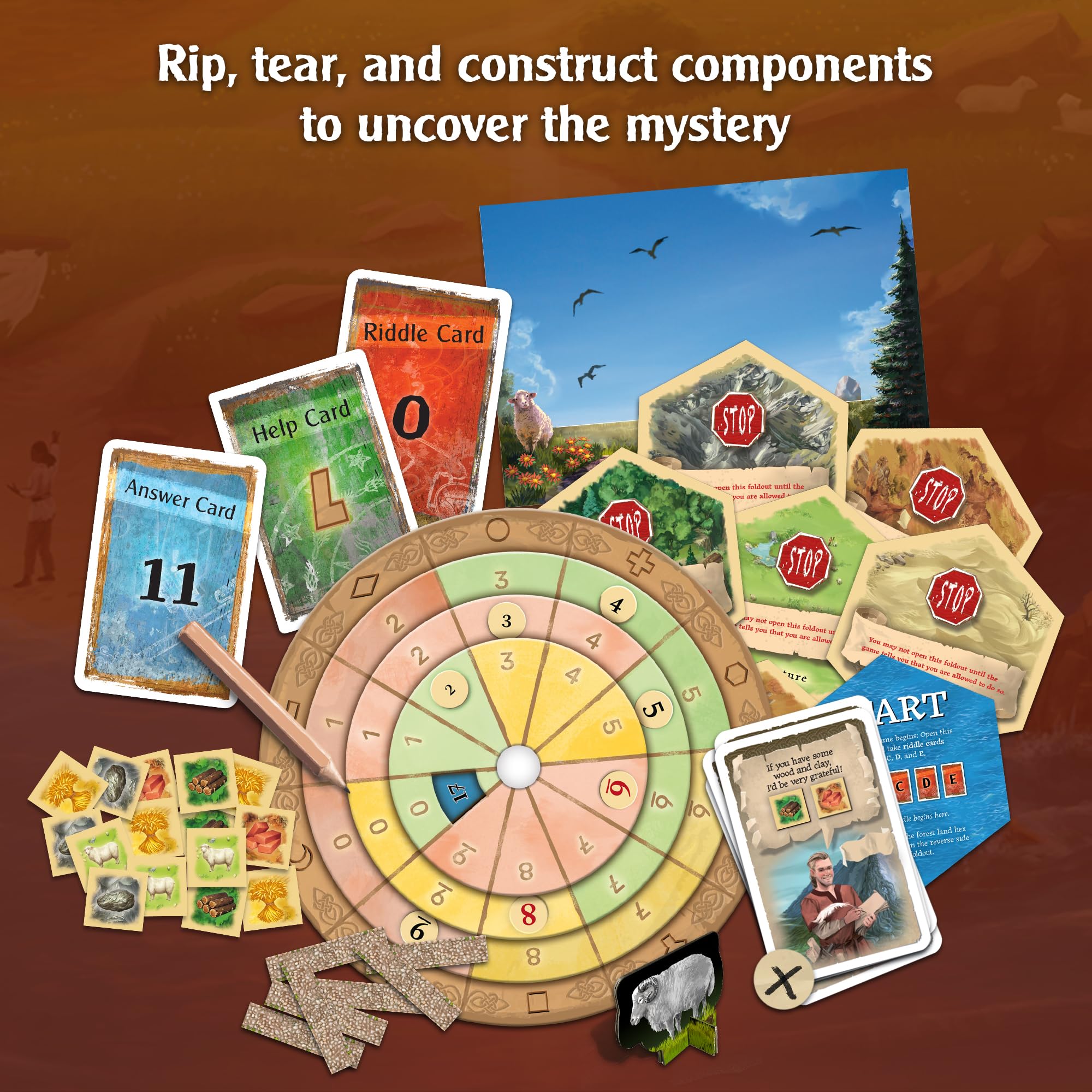 EXIT: The Game on Catan trade cards emphasize negotiation with island residents.