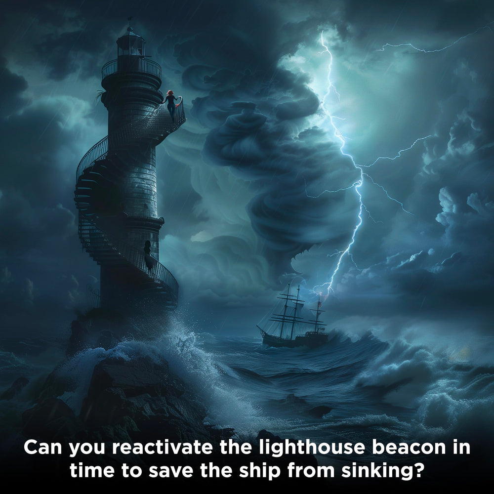 Thames & Kosmos EXIT: Deserted Lighthouse stormy coast setting builds immersive atmosphere.