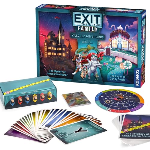 Thames & Kosmos EXIT Game Family Candy Castle image highlighting two adventures.