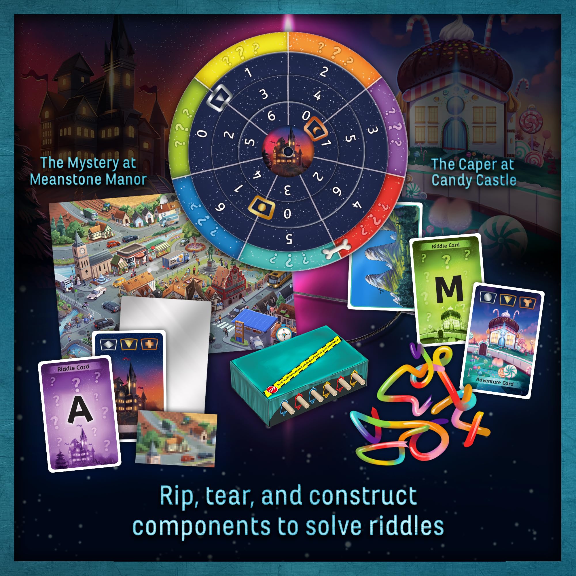 Thames & Kosmos EXIT Game Family Meanstone Manor clues and atmosphere.