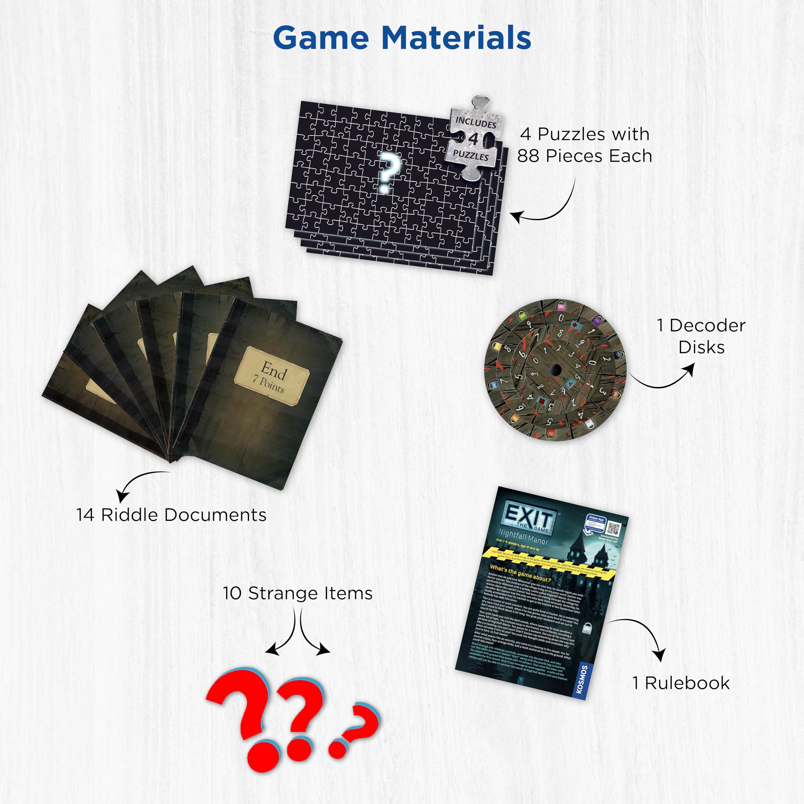 Clue cards offering helpful hints without spoilers.